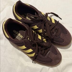 adidas Brown and Yellow Retro Running Sneakers
